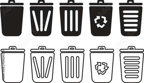 Trash vector symbol Garbage Can bin with icon for waste management and ecology