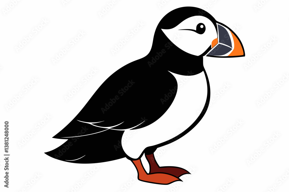Fototapeta premium puffin silhouette black vector