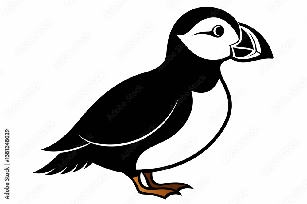 Fototapeta premium puffin silhouette black vector