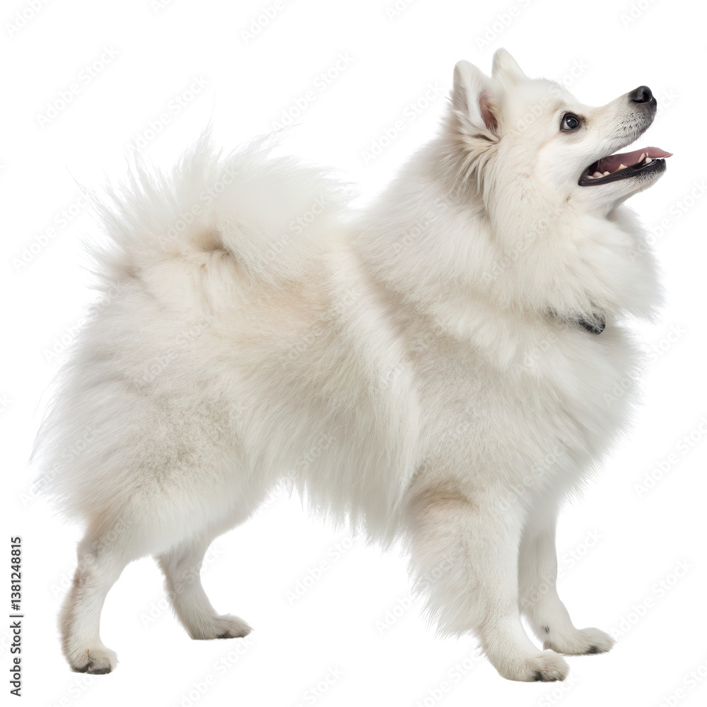 Fluffy white dog isolated on a white background.
Fluffy white dog isolated on a white background.