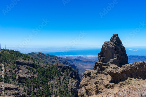 View of Roque Nublo mountain at Roque Nublo Rural Park, Gran Canary, Spain