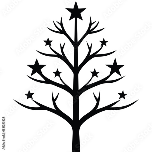 creative Christmas tree with roots silhouette
