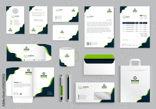 Creative brand identity design brand stationery template stationery branding, set vector free mock-up corporate business, modern business stationery items design