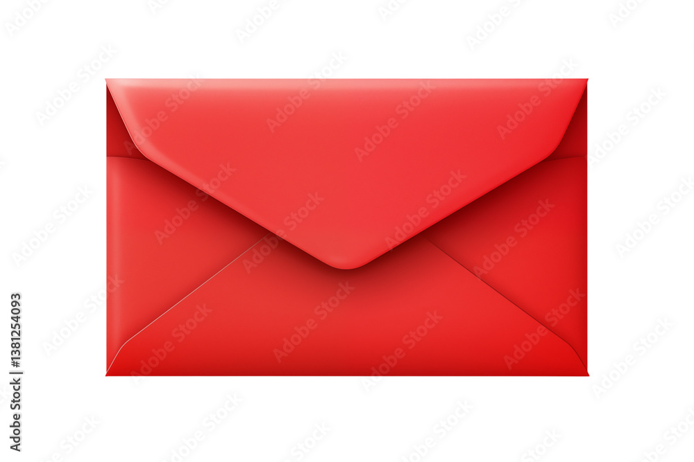 A single closed red envelope against a in a studio shot style image on transparent background png A single closed red envelope against a in a studio shot style image on transparent background png