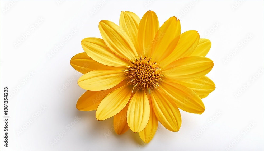 a single and clear yellow flower isolated on a white background a single and clear yellow flower isolated on a white background