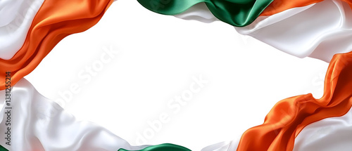 indian flag frame; simple india saffron, white and india green without ashoka chakra, india country symbol; concept of labor day, independence, republic day