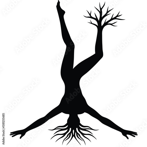 Creative yoga roots silhouette
