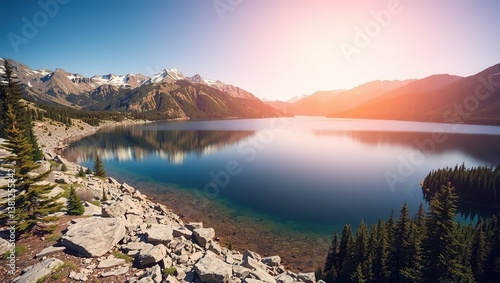Majestic Aurora Reservoir nestled in the Rocky Mountains.