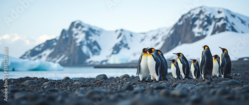 King Penguins on the Rocky Beaches of South Georgia Island, Antarctica photo