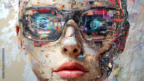 Obraz na płótnie Artificial Intelligence, AI, machine learning, data analysis, predictive modeling, robotics, automation, AI technology, AI development, AI applications, AI growth, virtual reality glasses w salonie