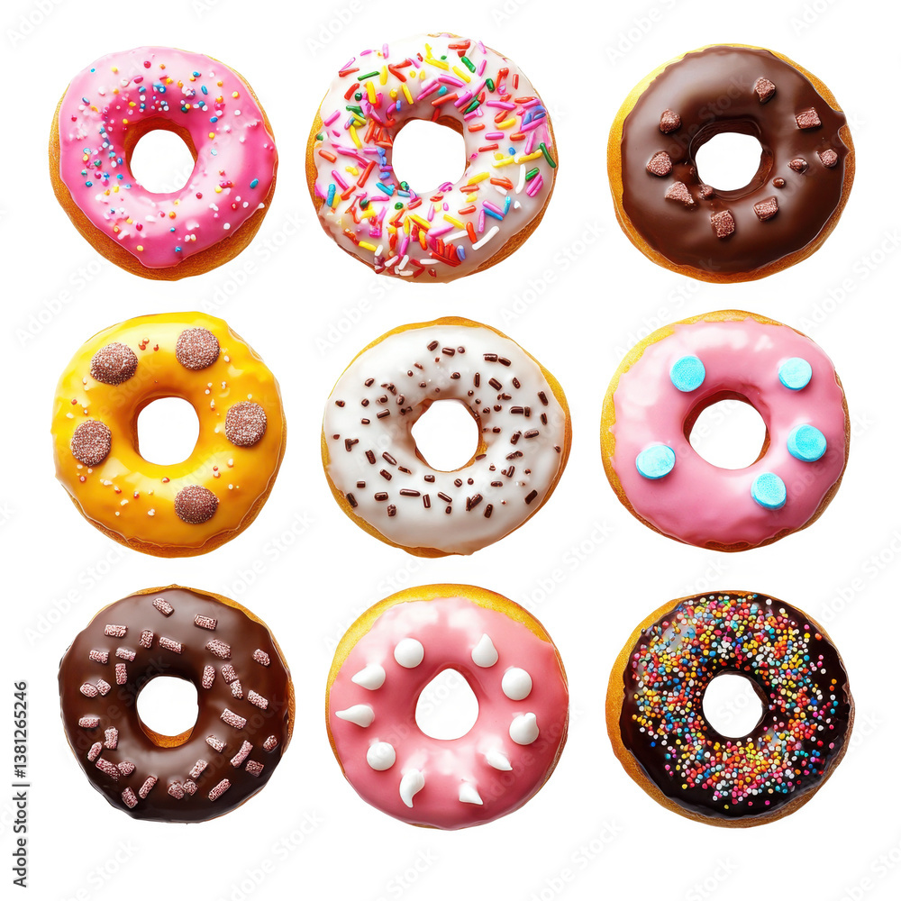 Fototapeta premium colorful donuts isolated on white