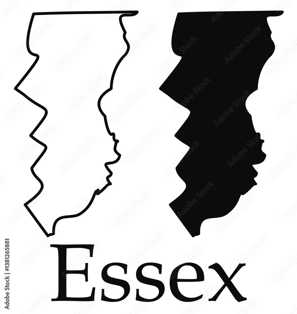 Essex (Vermont) city map with black border outline vector Essex (Vermont) city map with black border outline vector