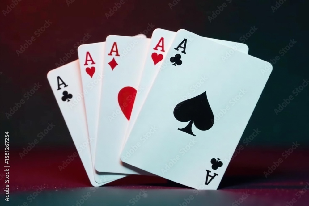 Obraz premium Four aces aligned, demonstrating a classic poker hand , club, design