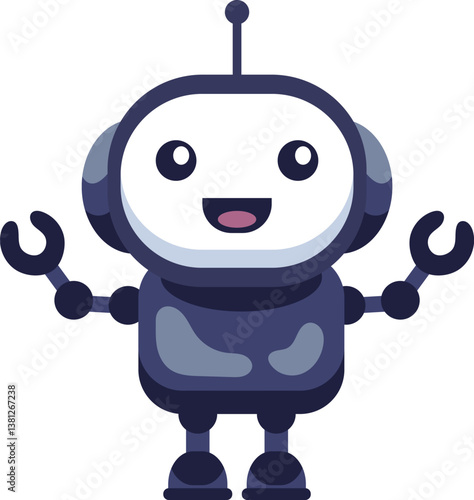 Cute dark blue robot vector illustration