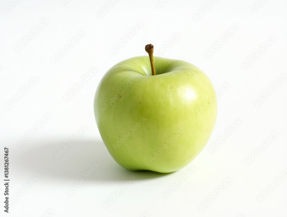 Single Piece of Fresh Fruit – Green Apple on a Bright White Surface Single Piece of Fresh Fruit – Green Apple on a Bright White Surface