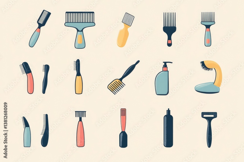 a series of cute icons of hairdressing items minimalism a series of cute icons of hairdressing items minimalism