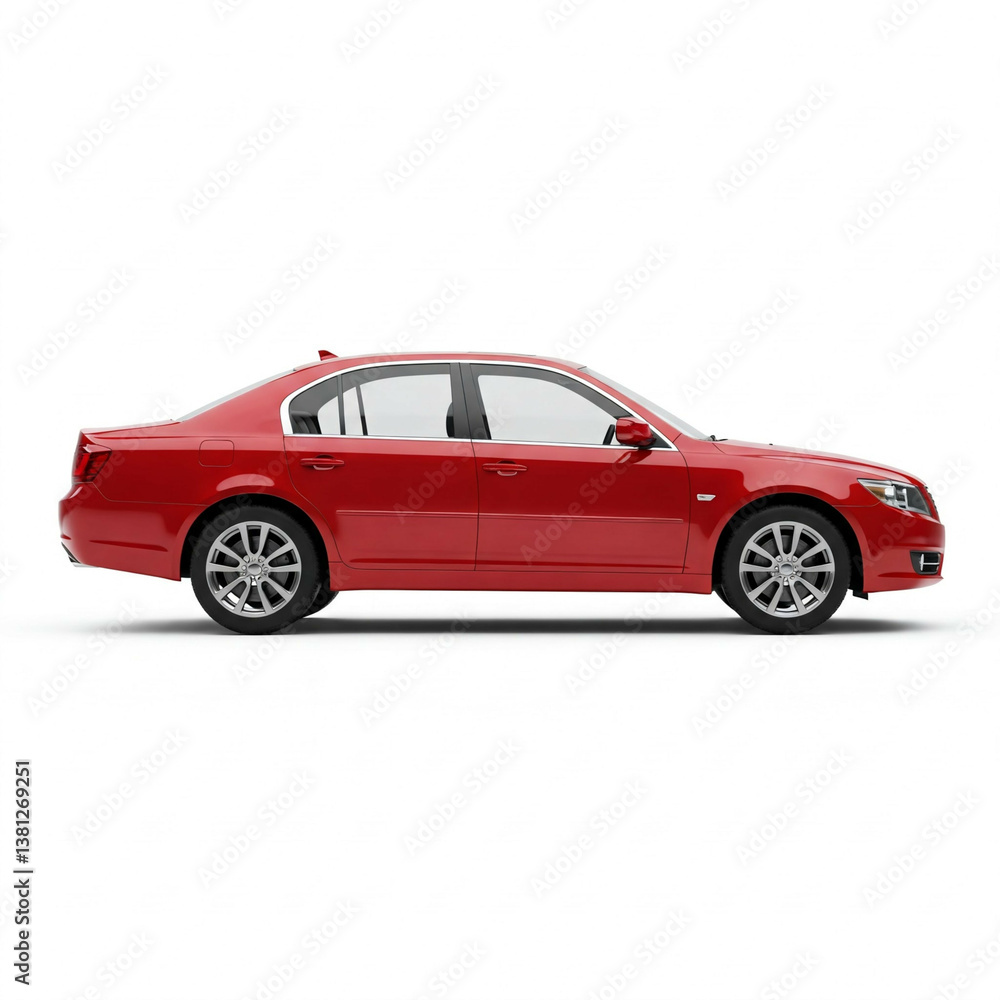 Obraz premium Red Car Studio Shot Sedan Automotive Stock Image