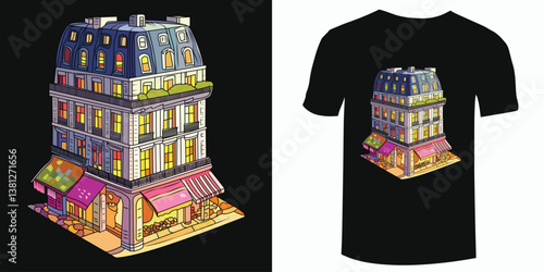 Parisian Building t-shirt design