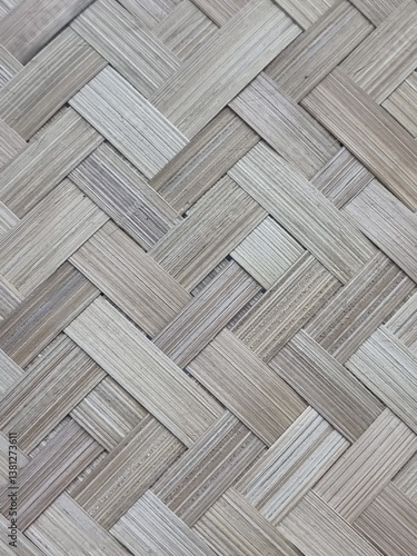 a close-up of light color woven bamboo