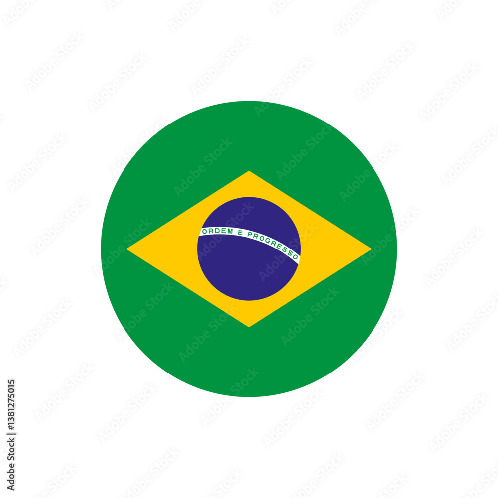 Obraz premium Brazil flag in round circle button. Brazil Flag icon. Round flag icon