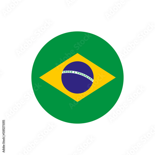 Brazil flag in round circle button. Brazil Flag icon. Round flag icon