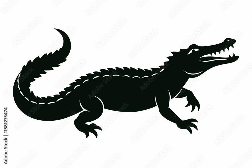 alligator black silhouette vector alligator black silhouette vector
