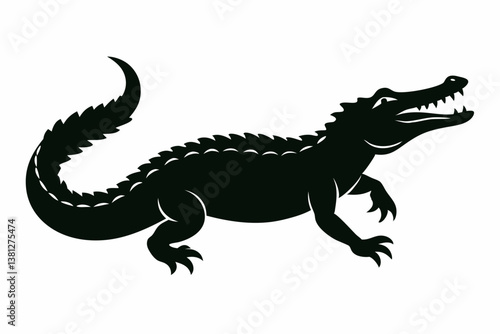 alligator black silhouette vector