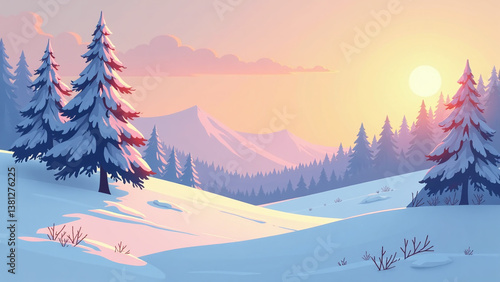 soft morning light falls snowy landscape warm cold shades blending together