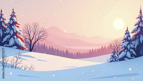 soft morning light falls snowy landscape warm cold shades blending together