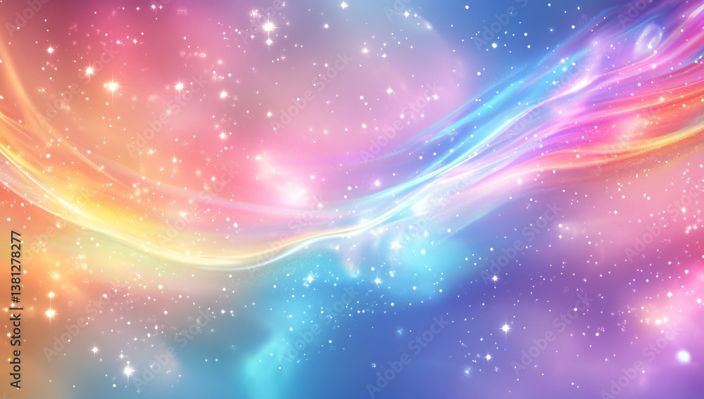 Colorful, abstract cosmic backdrop. Soft, flowing lines of vibrant color weave across a starry, ethereal expanse Colorful, abstract cosmic backdrop. Soft, flowing lines of vibrant color weave across a starry, ethereal expanse