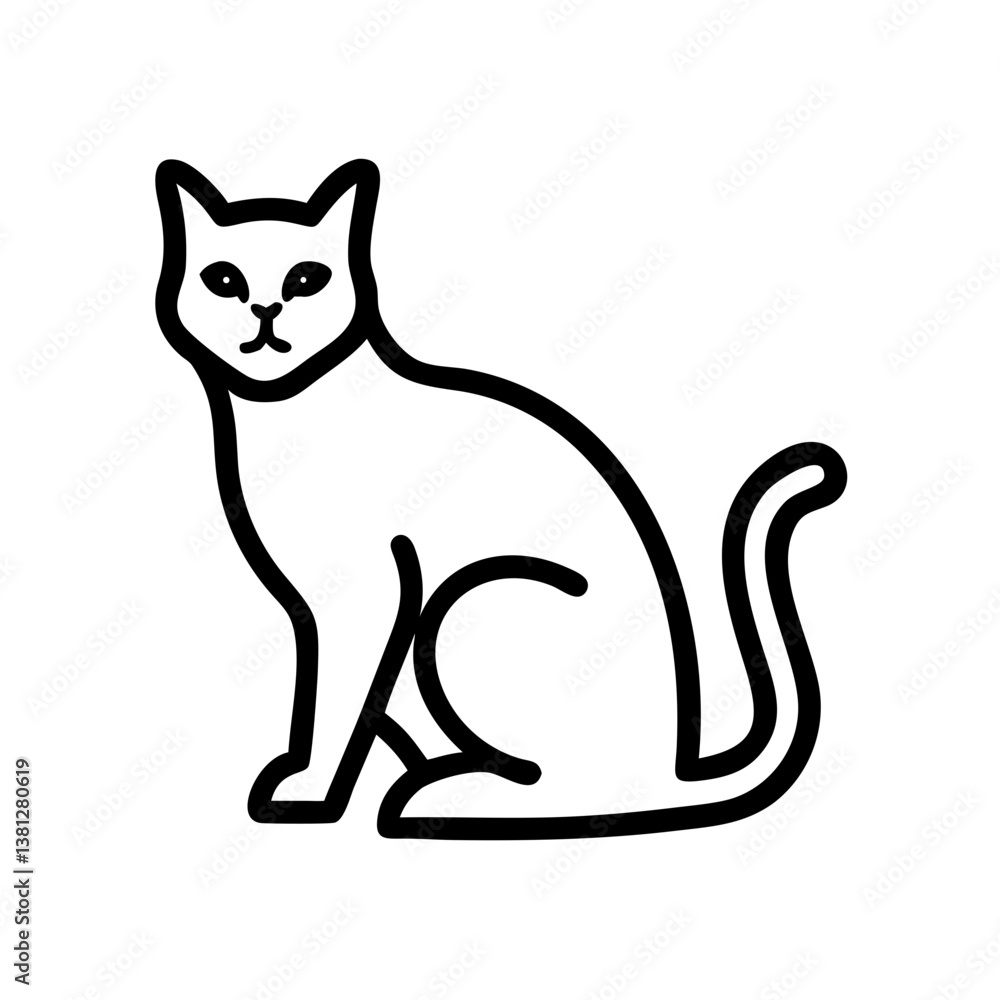 Cat illustration sitting with a minimalist design Cat illustration sitting with a minimalist design