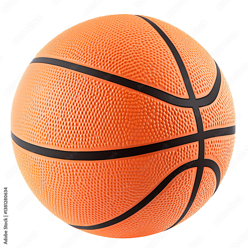 Fototapeta premium A basketball orange with black lines isolated on white background PNG.AI GENERATED