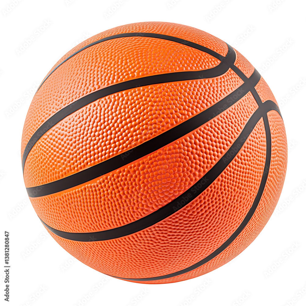 Fototapeta premium A basketball orange with black lines isolated on white background PNG.AI GENERATED