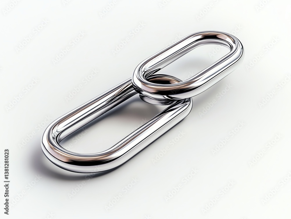 Fototapeta premium Connecting Metal Links on White Background Representing Communication and Unity