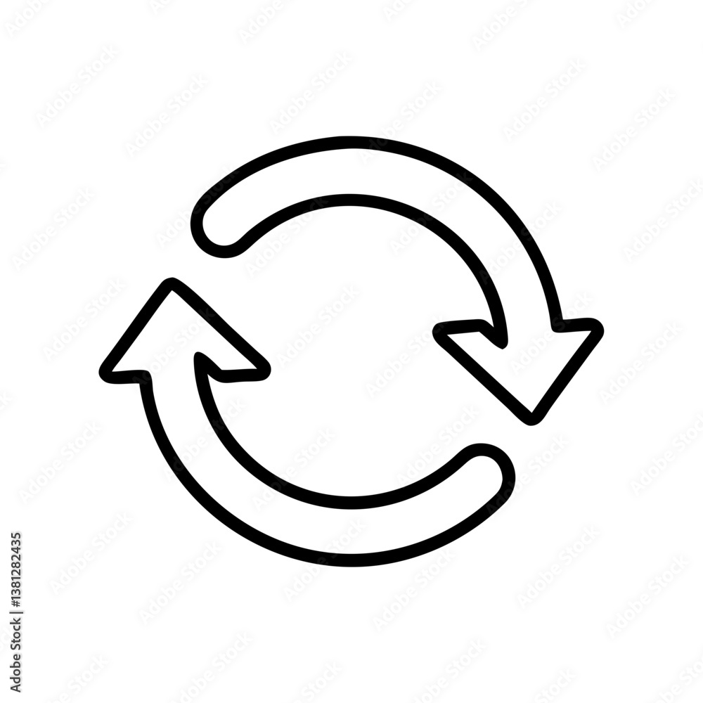 Circular arrows representing recycling process in minimalist style Circular arrows representing recycling process in minimalist style