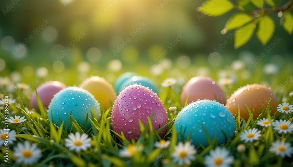 easter eggs in grass easter eggs in grass
