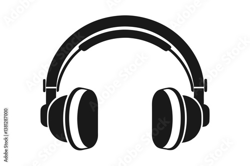 Black and White Headphones Isolated