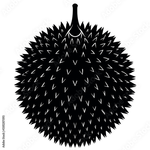 Durian-silhouette-illustration-on-white-background. 