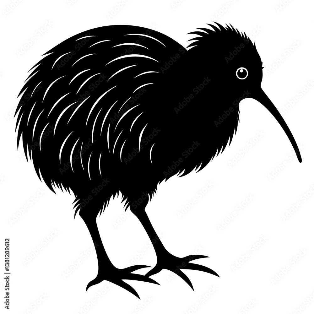 Obraz premium kiwi-silhouette-illustration-on-white-background 