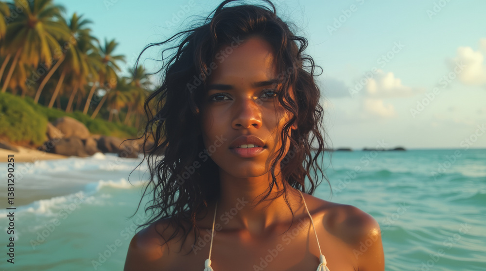 Tamil Beauty of Sri Lanka’s Coast — Portrait of a Girl Emerging from the Sea Tamil Beauty of Sri Lanka’s Coast — Portrait of a Girl Emerging from the Sea