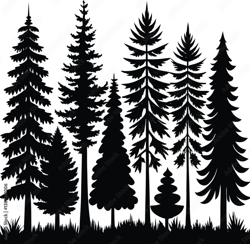 Forest Trees Silhouette Vector Forest Trees Silhouette Vector