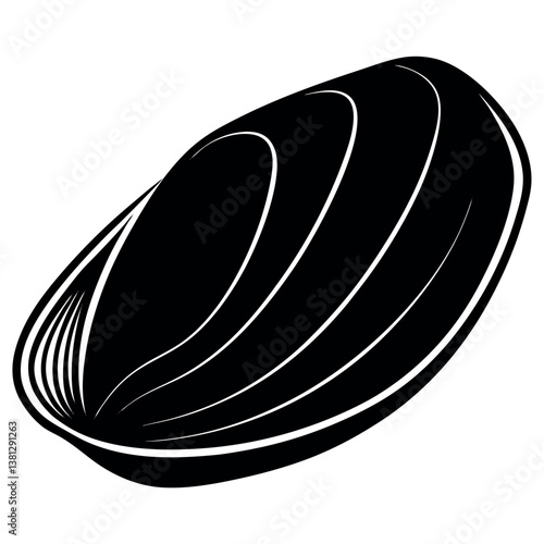 Mussel silhouette illustration on-white-background.