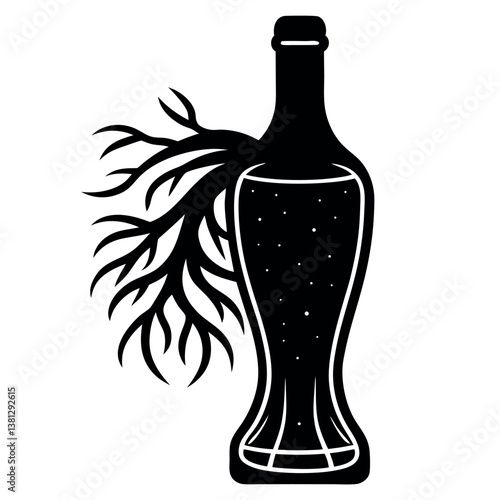 Ros wine-silhouette-illustration-on-white-background.