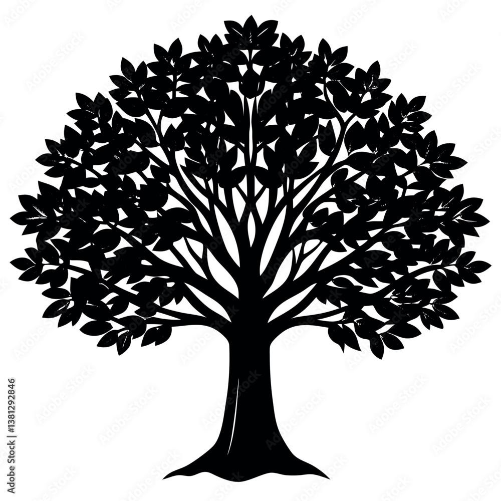 Obraz premium Rubber tree silhouette illustration on white background.