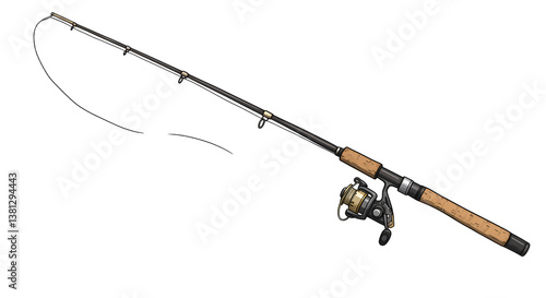 Fishing Rod with Reel Illustration for Angling and Outdoor Recreation