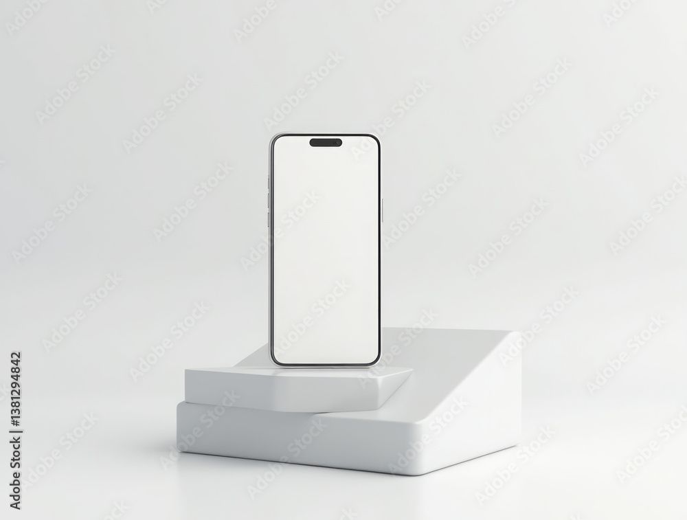 Sleek Smartphone Interface Mockup on a Floating Geometric Platform Sleek Smartphone Interface Mockup on a Floating Geometric Platform