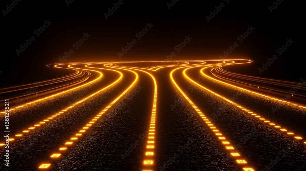 Obraz premium Glowing Highway Interchange at Night