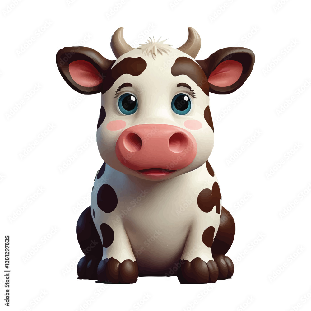 Fototapeta premium Cow 3D illustration animation design
