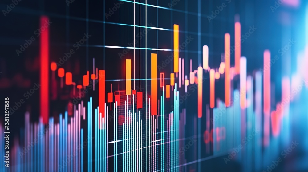 A digital financial data chart with vibrant red and orange bars on a dark grid background, representing financial analysis and market trends. A digital financial data chart with vibrant red and orange bars on a dark grid background, representing financial analysis and market trends.