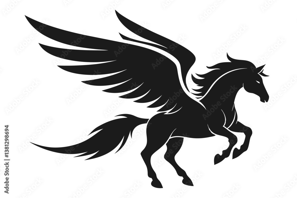 Pegasus Silhouette with Wings Spread, Design Pegasus Silhouette with Wings Spread, Design